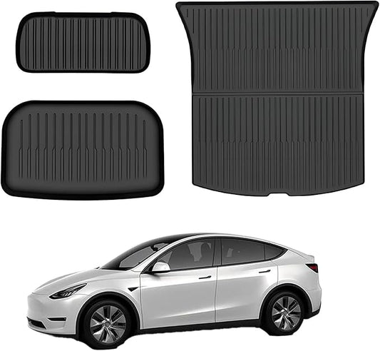 Storage Mats and Cargo Liners Compatible with 2025 2026 New Model Y Juniper, All Weather Rear Cargo Trunk Tray Floor Mat Custom Fit 3D Tech Waterproof Durable TPO Accessories