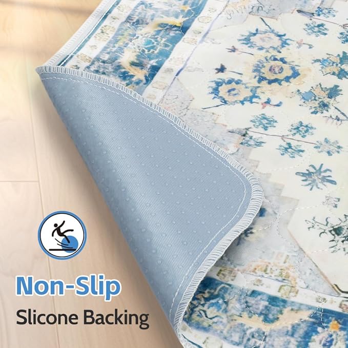 Washable Pee Pads for Dogs, 2 Pack Reusable Puppy Training Pads 48"x48" Super Absorbent Waterproof Dog Training Pads, Non-Slip Potty Pads, Whelping Pads Litter Mat Blue Medallion