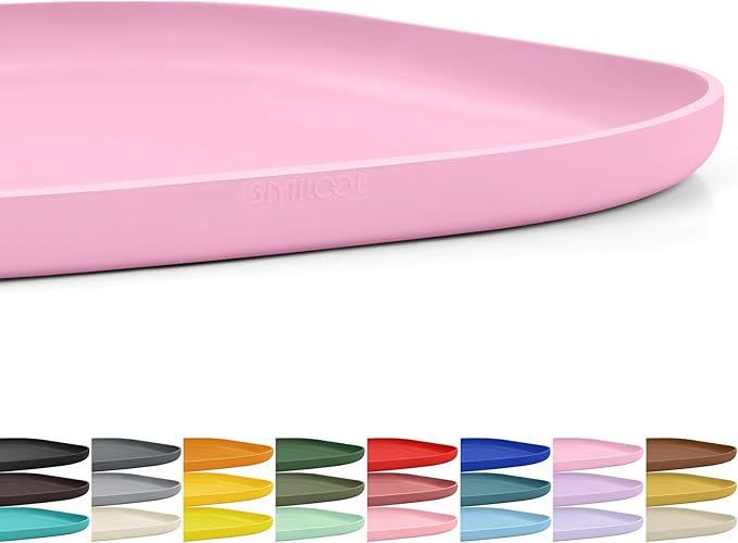 SMILOOL Waterproof Silicone Pet Food Mat with Raised Edge for Dog & Cat | 12" x 12" Non-Slip Small Pet Feeding Mats with Lip for Food & Water Bowl, Food Grade, Easy Cleaning, Pink