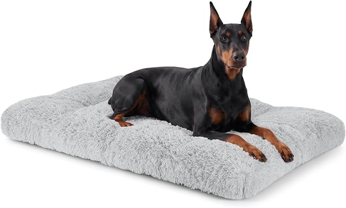 JOEJOY Large Dog Crate Pad, Fluffy Plush Washable Kennel Mat, 47" x 29" | Fluffy Plush Surface, Washable Cover, Cozy Thick Cushioning, Non-Slip Bottom, Crate & Kennel Fit, Dog Comfort Mat