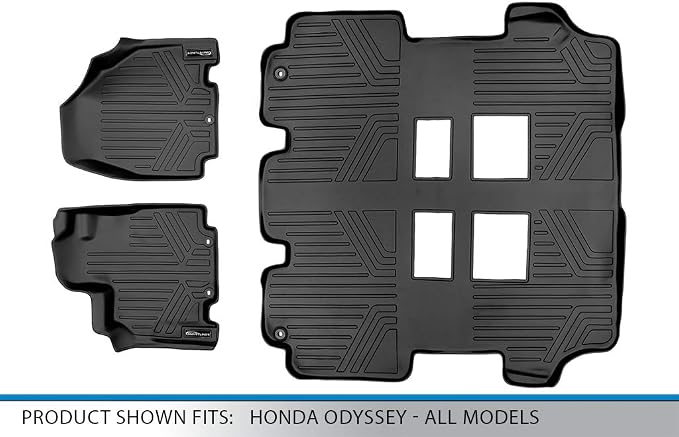 SMARTLINER Custom Fit Floor Mats 3 Row Liner Set Compatible with 2011-2017 Honda Odyssey