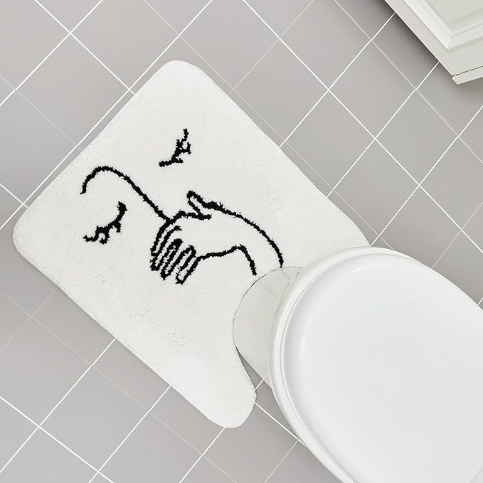 Drydiet Toilet Rug U Shaped Washable Soft and Absorbent Bathroom Rugs Non Slip Bath Mat Machine Wash Bathroom Contour Rug for Toilet Base, 24 x 20 Inch(Stick Figure)
