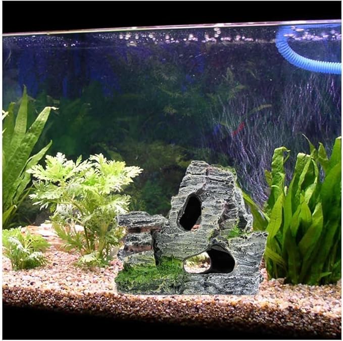 Artificial Moss Rock Cave Aquarium Decor, Fish Tank Hideout, Mountain Terrain Ornament