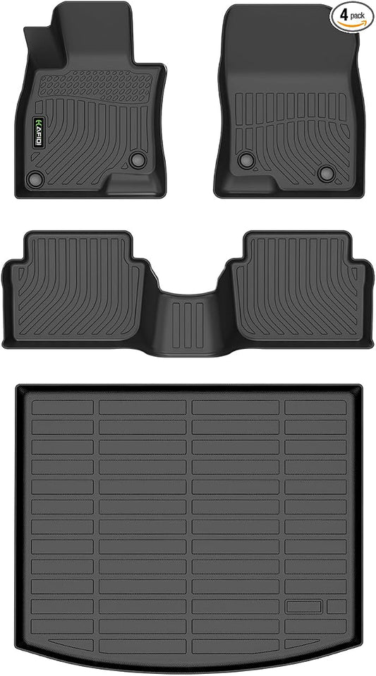 Floor Mats & Cargo Liner Custom for Mazda 3 2014-2018(Only Fits Hatchback Models) All Weather Protection TPE Floor Liners Front & Rear Row Full Set Accessories - Black