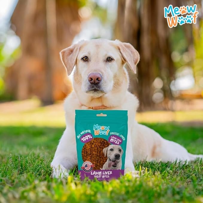 Meow Woof Freeze Dried Lamb Liver Dog Treats, Single Ingredient, High Protein Natural Dog Treats, Grain Free Training Treats for Dogs & Puppies, Freeze Dried Liver Treats for Dogs, 113g