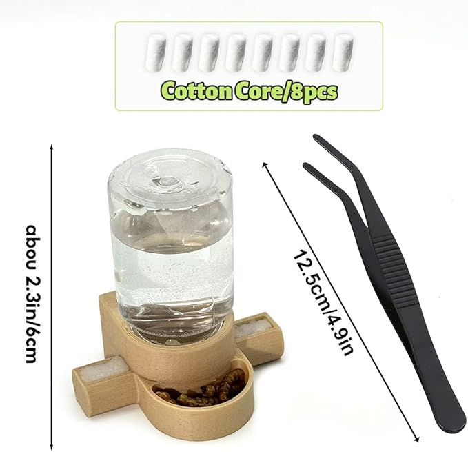 Jumping Spider Accessories, Jumping Spider Water Dispenser, Magnetic Hanging Feeder with Tweezers for Jumping Spiders, Tarantulas, Praying, Mantises (Beige)