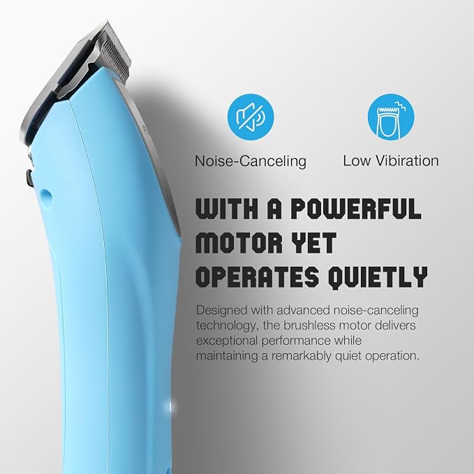 Professional Dog Clippers for Grooming Thick Curly Matted Coats | Detachable A5 Blade & Metal Guide Combs Kit for Horse Animal Breeds Low Noise Cordless Pet Hair Trimmer with 2 Speed Bluewave