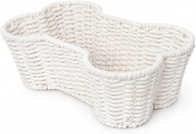 OtterPets Dog Toy Basket, Bone Shaped Cotton Rope Dog Toy Bin, Large 23x15 | Handmade dog and cat toy organizer, large 23 x 15 in; cotton rope construction; dog toy bin
