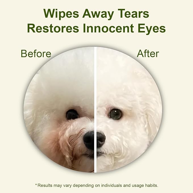 Eyes Wipes for Dogs & Cats - Gently Remove Tear Stain, Debris, Discharge, Crust - Chamomile and Honeysuckle Pet Cleaning Grooming Deodorizing Wipes Wash Cleaner for Eyes, Wrinkle, Face - 100pcs