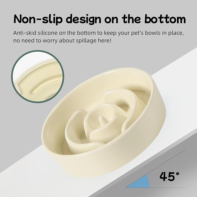 Havniva Dog Bowls Slow Feeder, Ceramic Slow Feeder Dog Bowls for Fast Eater | 0.9 Cups Dog Food Bowl Puzzle Feeder, Slow Feeding Bowls for Small Breed, Non-Slip Base, Anti-Choking