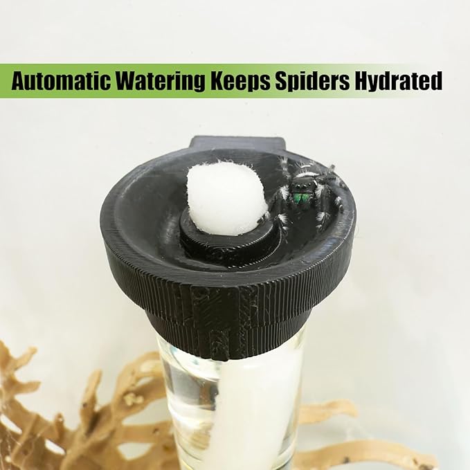 Jumping Spider Water Dispenser, Magnetic Hanging Feeder,Suitable for Jumping Spiders,Tarantulas, Praying Mantises,Arboreal Animals, and Other Small Animal Enclosure Accessories (Black, 5ML)
