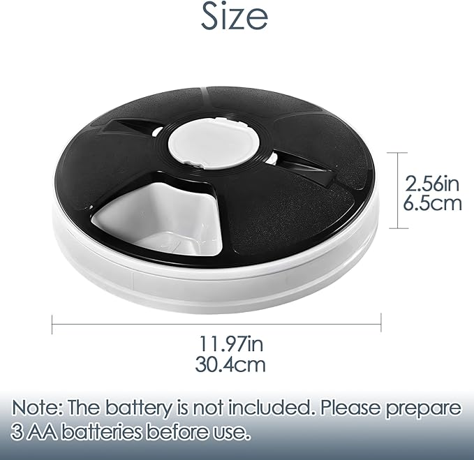 Automatic Cat Feeder, 6-Meal Timed Pet Food Dispenser, Programmable Portion Control Automatic Pet Feeder for Dogs, Dry & Semi-Wet Food, Easy-Clean Tray