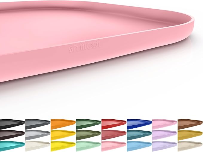 SMILOOL Waterproof Silicone Pet Food Mat with Raised Edge for Dog & Cat | 22" x 14" Non-Slip Pet Feeding Mats with Lip for Food & Water Bowl, Food Grade, Easy Cleaning, Sakura Pink