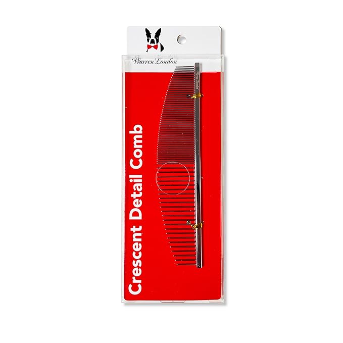 Warren London Copper Crescent Comb 6.5 Inch – Professional Dog Grooming Detail Comb with Curved Teeth – For Face, Legs, Tail, Ears, Paws, Mats, Tangles & Finishing – For Groomers & Pet Owners