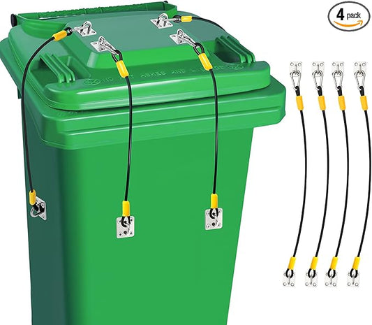 4 Pcs Trash Can Lid Lock for Animal, Bear Proof Trash Can Locks, Universal Outdoor Heavy Duty Garbage Bin Lock for Raccoon, Easy to Install