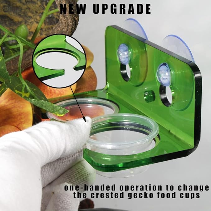 Crested Gecko Feeding Ledge with 10 Pcs 0.5oz Bowls, Reptile Food Cups and Water Dish fit Chameleon Lguana Lizards