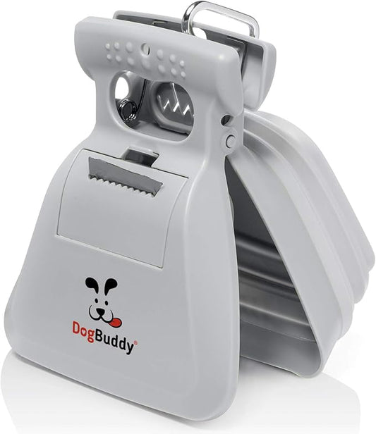 DogBuddy Pooper Scooper, Portable Dog Pooper Scooper, Poop Scooper for Small and Large Dogs, Pooper Scooper with Bag Attachment, Leash Clip and Dog Waste Bags Included (Large, Mist)