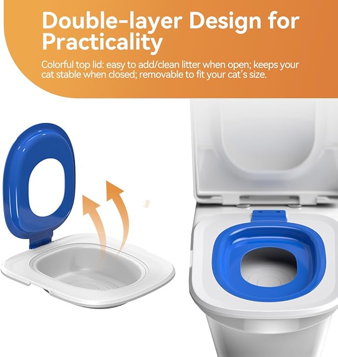 Cat Toilet Trainer Kit | Cat Potty Training Kit | Toilet Training for Cats & Cat Box（Green）