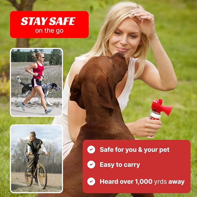 DogHorn XL Air Horn for Dogs. Stop Aggressive Dogs, Scare Coyotes, Bear, & Other Wild Animals! Effective Training Tool & Outdoor Safety Alarm for Hiking, Biking, Camping, Boating, & More! (Pack of 1)