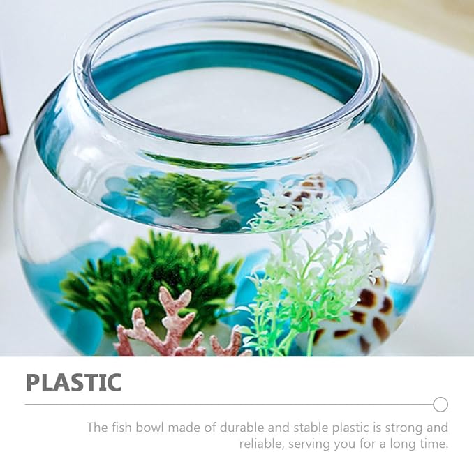 PRETYZOOM 1 Gallon Plastic Fish Bowl Clear Spherical Aquarium Tank for Betta Fish Turtle Shrimp and Small Aquatic Pets Multi-Functional Water Plant Pot and Desk Decor