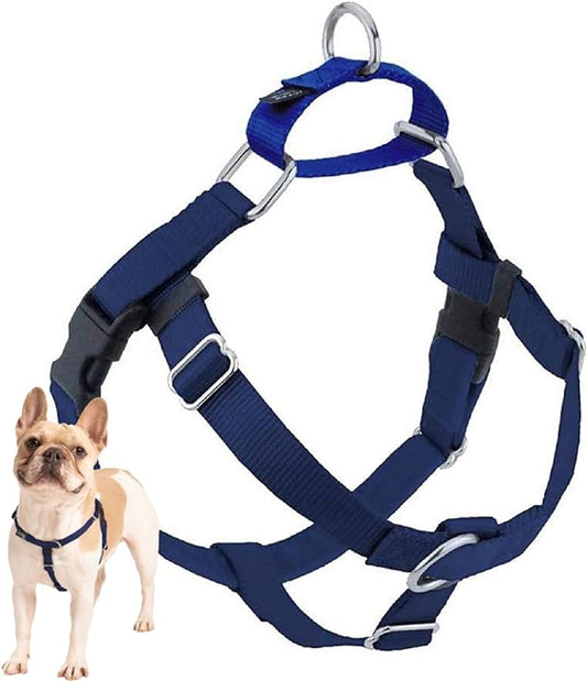 2 Hounds Design Freedom No Pull Dog Harness, 5/8 inch SM, Navy | Discourages Pulling, Comfortable Control Adjustable Dog Harness for Small Sized Dogs, Made in USA (Leash Not Included)