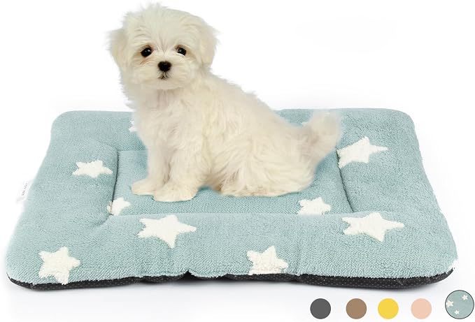 Mora Pets Dog Crate Pad Washable Cat Dog Bed for Crate Flat Pet Kennel Mat | Soft Dog Cat Bed Mat, Puppy Crate Pad for Dog Cages Cozy Sleeping Liner, Cute Pet Pillow Cushion Anti Slip Small Blue 24 x 18