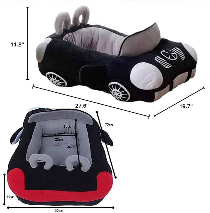 Sports Car Shaped Pet Dog Cat Bed, Fashionable Deluxe Cozy Cute Car Pet Bed Design, Soft Upholstered Plush Sofa, Durable Washable Anti-Slip Bottom Dog Beds (Contains Cushion) (Black)