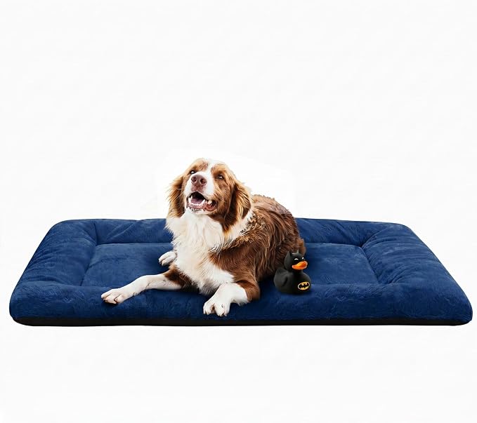 Dog Crate Pad Washable Dog Bed for Crate Large Cozy Mat 48-Inch Navy Blue | Ultra Soft Kennel Pad,Anti-Slip Bottom,Fits for Most Metal Crates,Comfortable Sleeping Pet Mat