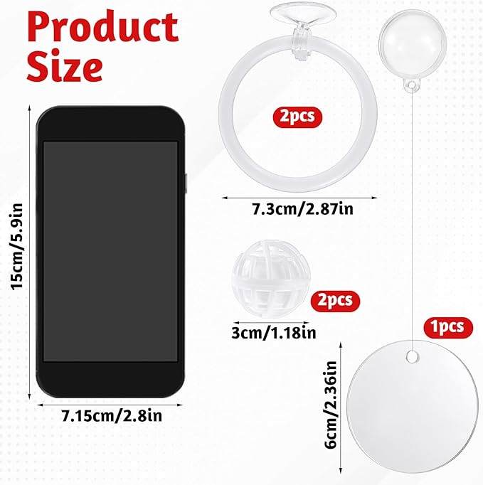 Betta Fish Tank Accessories Beta Enrichment Toys 2 Fish Exercise Training Rings with Suction Cups 2 Nitrifying Balls and 1 Floating Mirror with Ball for Aquarium Tank