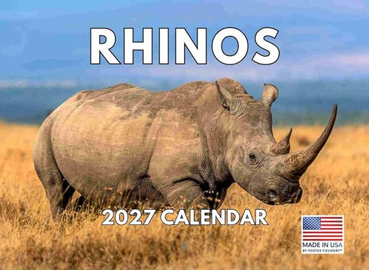 Rhino Calendar 2027 Rhinoceros Monthly Wall Calender 12 Month