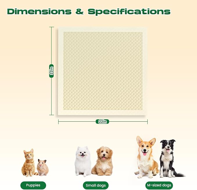 Bamboo Small Puppy Pads Pee Pads for Dogs 22"x22" 336 Count | Training Pads Deodorizing Leakproof Quick Drying Dog Pee Pads Super Absorbent Disposable Puppies, Doggie, Cats, Rabbits