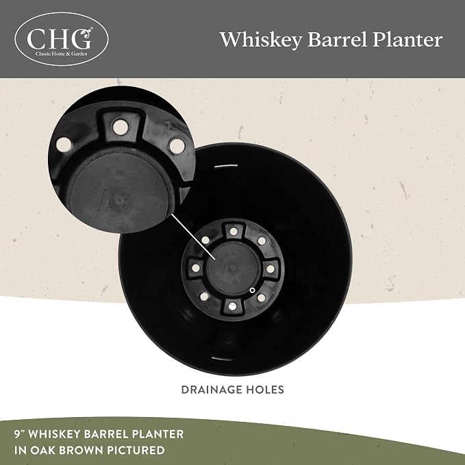 Whiskey Barrel Planters, Wood Finish Flower Planter Pot, Stylish Indoor & Outdoor Resin Garden Pots, Weather-Resistant Planting Pot (20.5" Kentucky Walnut, 1- Pack) | Wood Finish Flower Plant Pots, Indoor & Outdoor Planter, Weather-Resistant, Great for...