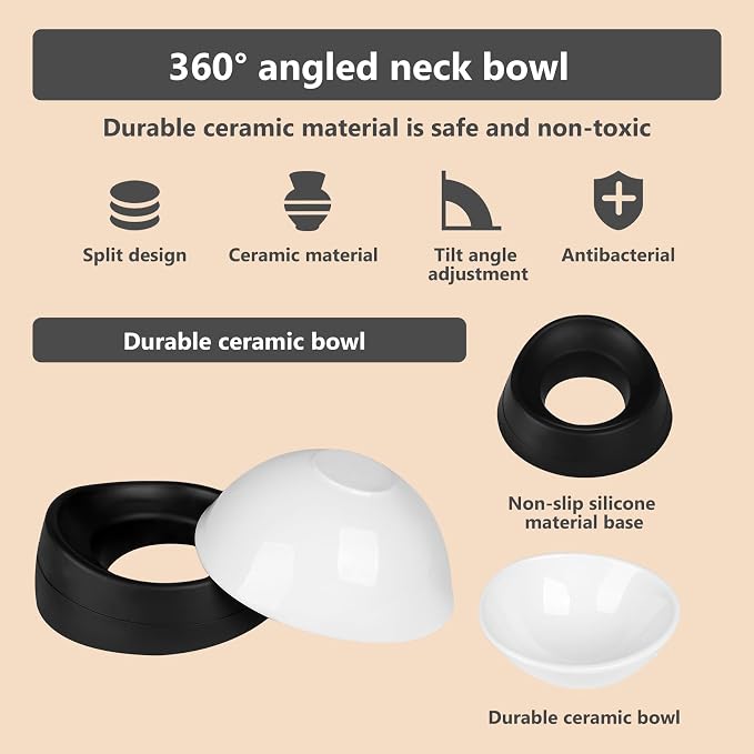 Bulldog Bowl Anti-Slip Dog Cat Dish Detachable Rubber Dog Bowl Pet Sterile Tilted Pet Feeder Slope Base