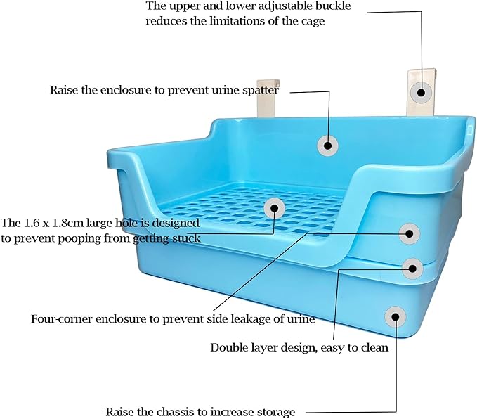 kathson Extra Large Rabbit Litter Box Trainer Rabbit Toilet Small Animal Potty Bunny Litter Pan Box for Adult Guinea Pig Rats Chinchilla Ferret Galesaur (Blue)
