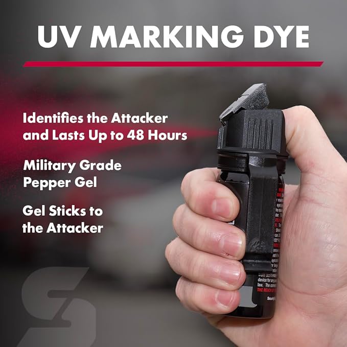 Gel poivre SABRE Crossfire, déploiement sous tous les angles, maximise l'acquisition de cible contre de multiples menaces, clip de ceinture pour un transport facile, couvercle rapide, OC puissance maximale, option spray au poivre 44 ml