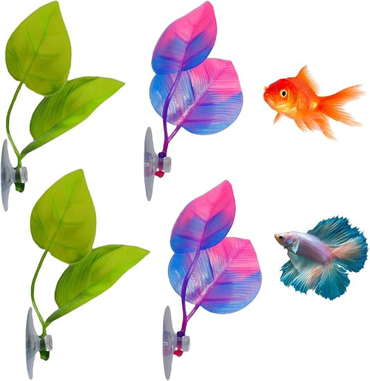 Betta Fish Tank Accessories, 4 PCS Betta Fish Hammock Toys Betta Resting Spot Fish Hideout Will Not Damage The Fish'S Tail Suitable for Sleeping Resting Hiding Playing Breeding