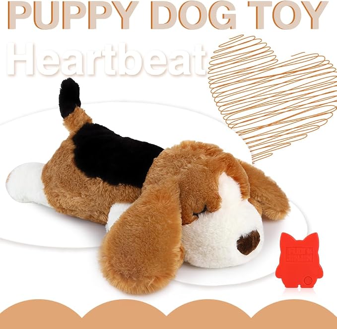 Puppy Toy with Heartbeat, Dog Heartbeat Toy for Separation Anxiety Relief | Dog Anxiety Relief Calming Aid, Calming Comfort Dogs Pillow,Dog Stuffed Animal,Plush Toy for Dogs Cats Pets,Beagle