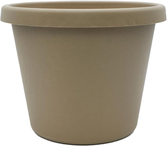 The HC Companies Prima Round Plastic Plant Pot w/Rolled Rim - Lightweight & UV Resistant Flower Pot for Herbs & More - Outdoor & Indoor Plant Pots w/Drainage (6 inch, Sandstone, Pack of 1)