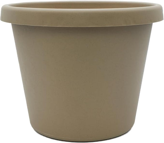 The HC Companies Prima Round Plastic Plant Pot w/Rolled Rim - Lightweight & UV Resistant Flower Pot for Herbs & More - Outdoor & Indoor Plant Pots w/Drainage (10 inch, Sandstone, Pack of 1)