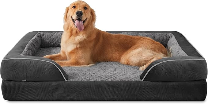 Orthopedic Dog Beds Large Sized, XL Egg-Crate Foam Dog Couch with Washable Removable Cover, Waterproof Lining and Nonskid Bottom