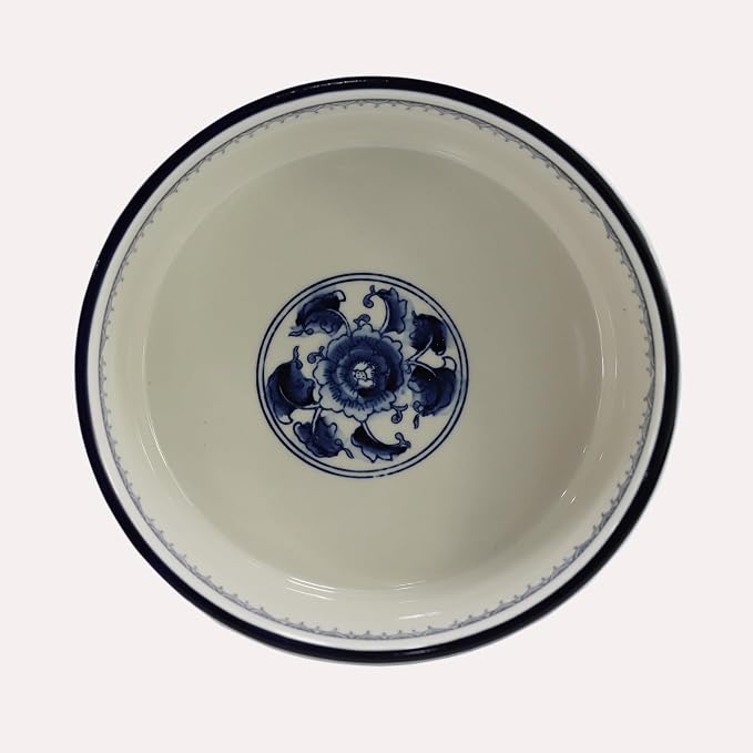 Handpainted Blue & White Porcelaine Large 45OZ Dog Bowls, Non Slip Heavy Ceramic Dog Pets Feeding Wet or Dry Food and Water Bowls Dish -7.5"