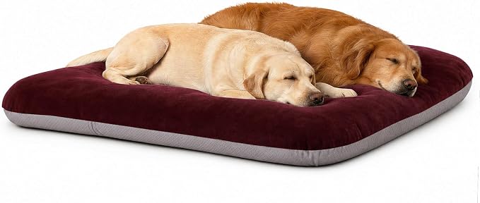Magic Dog Super Soft Extra Large Dog Bed, 47 Inches Jumbo Orthopedic Foam Pet Beds with Anti Slip Bottom, Dog Sleeping Mattress with Removable and Washable Cover, Burgundy XL