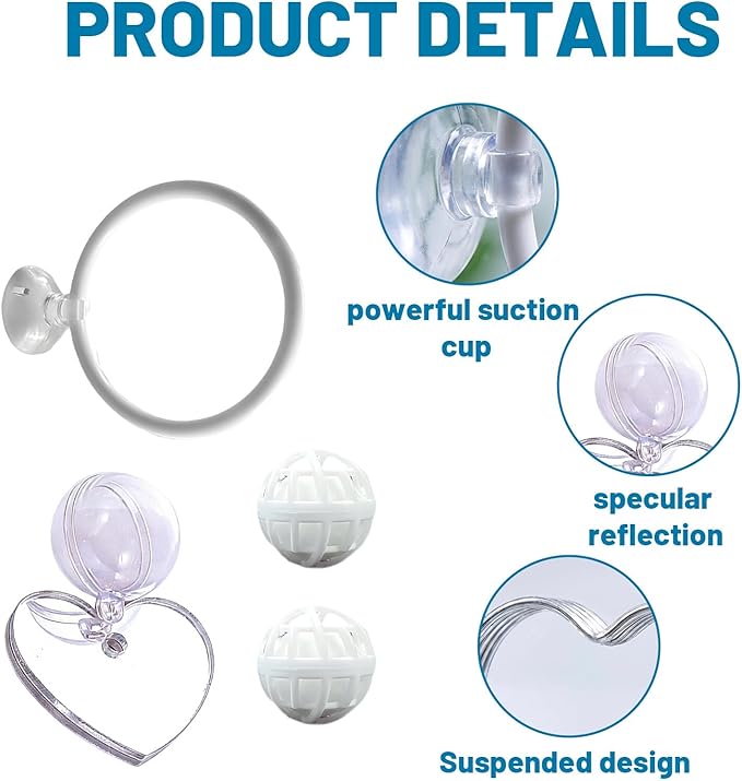 6PCS Betta Mirror, Betta Ring and Bettas Feeding Ring, Fish Enrichment Toys Set with Floating Mirror and Exercise Rings for Bettas Decor