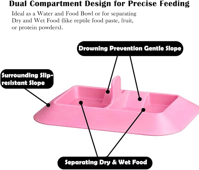 4PCS Dual Isopod Feeding Dish – Tiny Water & Food/Dry & Wet Feeder Bowl for Spiderlings, Juvenile Tarantula, Small Reptiles & Dubia Roaches– Vivarium Accessor