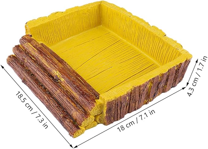 Reptile Feeding Dish Bowl,Reptile Tree Trunk food/Water Dish for Reptiles,Amphibians,Bearded Dragon,Lizard,Frog,Gecko,Tortoise,Hermit Crab and Other Little Critters,Made from Premium Resin(Large Size)