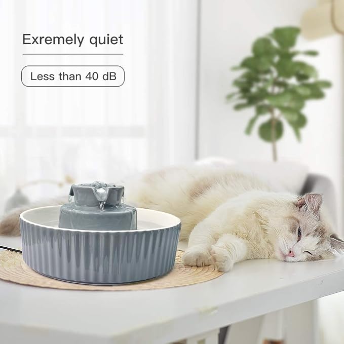 Pet Drinking Fountain: Cepheus 2.1L/71oz Cat Fountain-Automatic Water Fountain for Cats and Dogs with with Ultra-Quiet Pump(Grey)