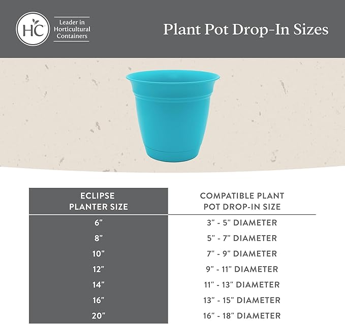 The HC Companies 16 Inch Eclipse Round Planter Pots with Drainage Holes & Attached Saucer, Lightweight UV-Resistant Plastic Indoor & Outdoor Planters, 2-Pack Flower Pots for Garden & Home Decor, Red