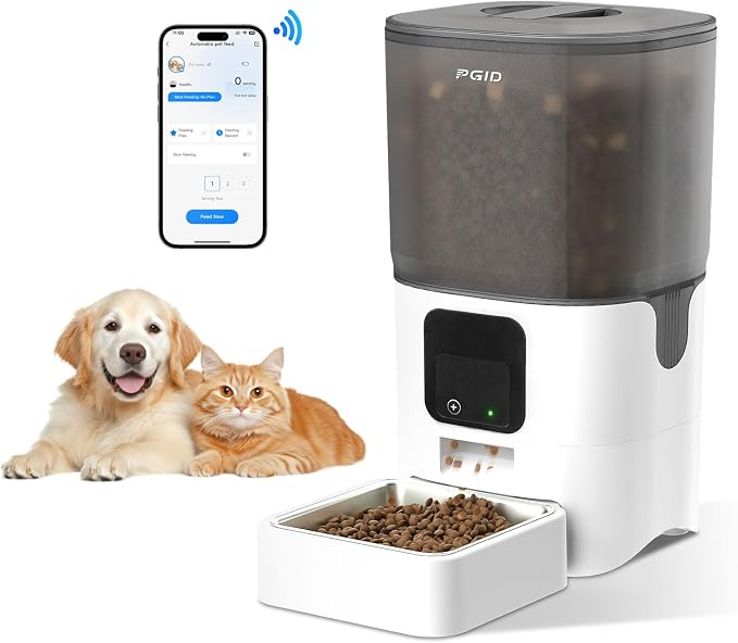 Automatic Cat Feeder 6L,Timed Cat Feeders for Dry Food, 2.4G WiFi Pet Feeder with APP Control for Remote Feeding,Automatic Dog Food Dispenser with Alexa,1-10 Meals Per Day for Dog