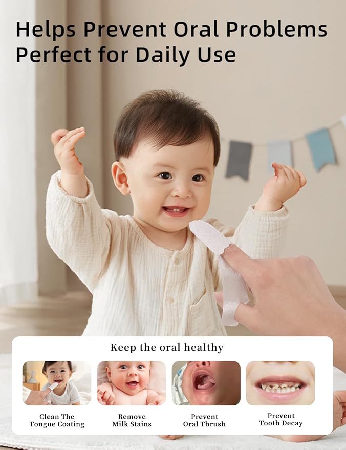 Baby Finger Toothbrush，Baby Tongue Cleaner Wipes for Infant Tooth and Gum Cleaning, 59Pcs Disposable Wipes Toothbrush for Newborn Oral Care