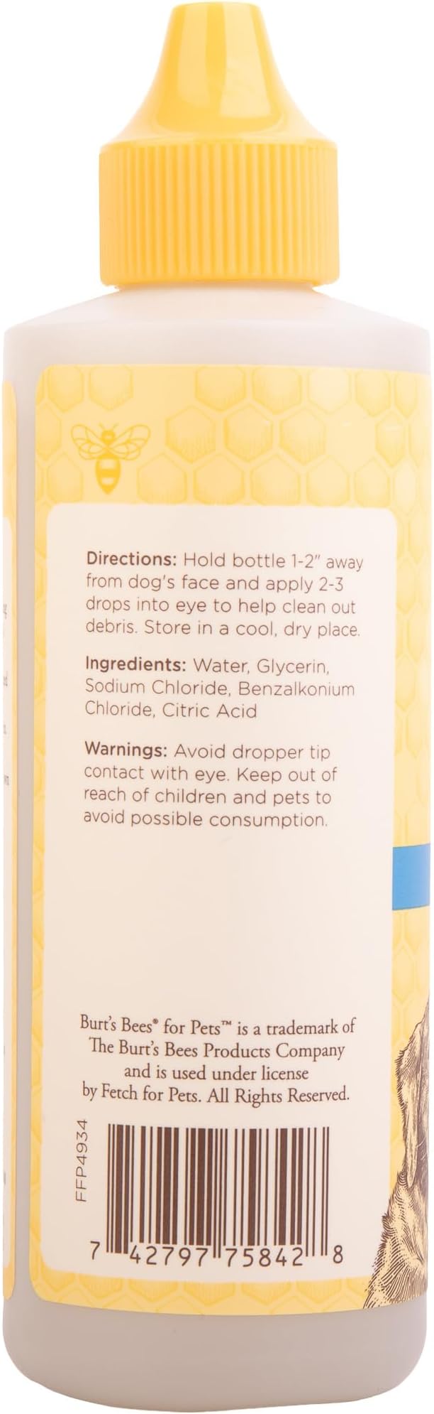 BURT'S BEES FOR PETS Dog Eye Wash with Saline Solution, Gentle Eye Cleaner for Dogs and Puppies, Tear Stain and Debris Rinse for Sensitive Eyes, Natural Origin Formula, 4 Fl Oz - 2 Pack
